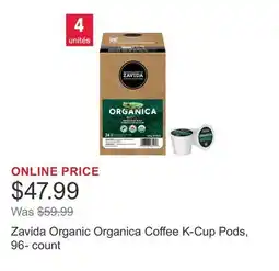 Costco Zavida Organic Organica Coffee K-Cup Pods, 96- count offer