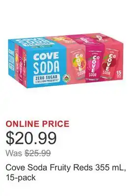 Costco Cove Soda Fruity Reds 355 mL, 15-pack offer