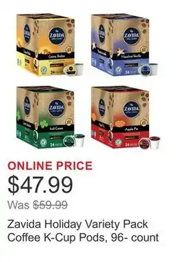 Costco Zavida Holiday Variety Pack Coffee K-Cup Pods, 96- count offer