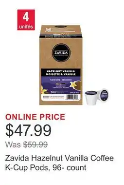 Costco Zavida Hazelnut Vanilla Coffee K-Cup Pods, 96- count offer