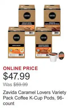 Costco Zavida Caramel Lovers Variety Pack Coffee K-Cup Pods, 96- count offer