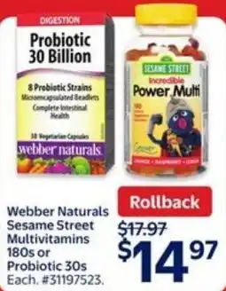 Walmart Webber naturals sesame street multivitamins probiotic offer