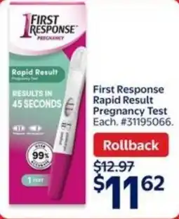 Walmart First response rapid result pregnancy test offer