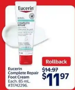 Walmart Eucerin complete repair foot cream offer