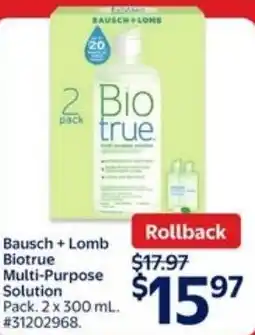 Walmart Bausch + lomb biotrue multi-purpose solution offer