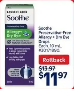 Walmart Soothe preservative-free allergy + dry eye offer