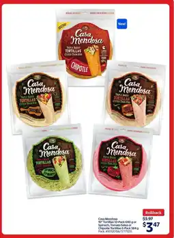 Walmart Casa Mendosa tortilla or spinach, tomato salsa or chipotle tortillas offer