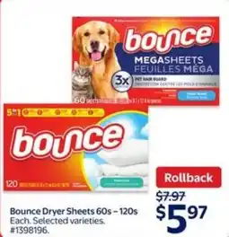 Walmart Bounce dryer sheets offer