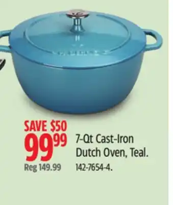 Canadian Tire Paderno 7-Qt Cast-Iron Dutch Oven, Teal offer