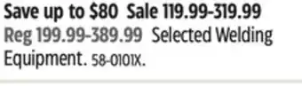 Canadian Tire Selected Welding Equipment offer