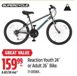Canadian Tire Supercycle Reaction Youth 24 or Adult 26' Bike offer
