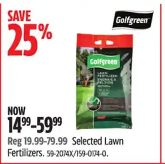 Canadian Tire Golfgreen Selected Lawn Fertilizers offer