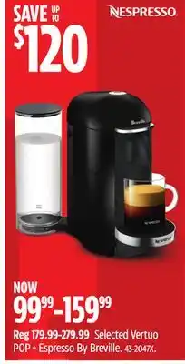 Canadian Tire Nespreeso Selected Vertuo POP + Espresso By Breville offer