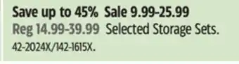 Canadian Tire Selected Storage Sets offer