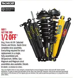 Canadian Tire Monroe Selected Shocks and Struts offer