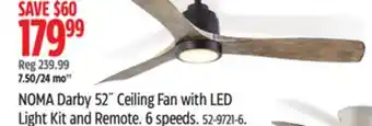 Canadian Tire NOMA Darby 52˝ Ceiling Fan with LED Light Kit and Remote offer