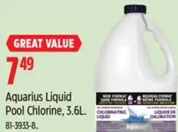 Canadian Tire Aquarius Liquid Pool Chlorine offer