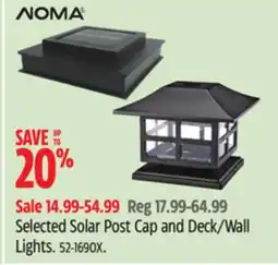 Canadian Tire NOMA Selected Solar Post Cap and Deck/Wall Lights offer