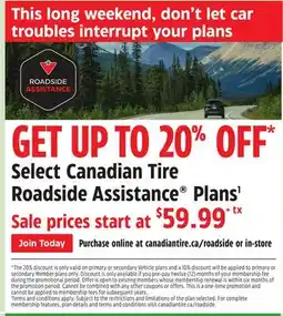 Canadian Tire Select Canadian Tire Roadside Assistance Plans offer