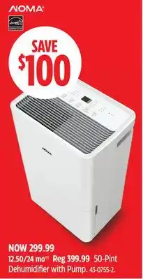 Canadian Tire NOMA 50-Pint Dehumidifier with Pump offer