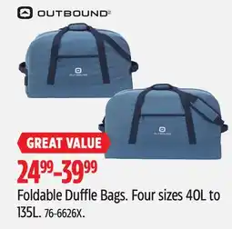 Canadian Tire Outbound Foldable Duffle Bags offer