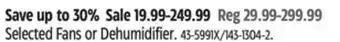 Canadian Tire Noma Selected Fans or Dehumidifier offer
