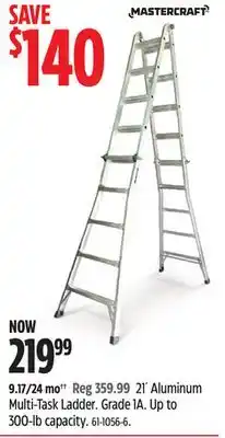 Canadian Tire Mastercraft 21' Aluminum Multi-Task Ladder offer