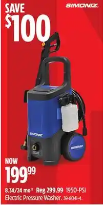 Canadian Tire Simoniz 1950-PSI Electric Pressure Washer offer