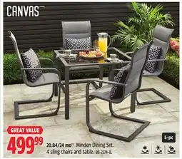 Canadian Tire CANVAS Minden Dining Set. 4 sling chairs and table offer