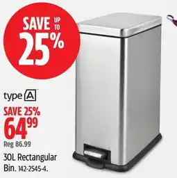 Canadian Tire TYPE A 30L Rectangular Bin offer