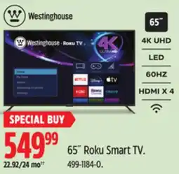 Canadian Tire Westinghouse 65˝ Roku Smart TV offer