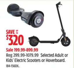 Canadian Tire Gravity Selected Adult or Kids' Electric Scooters or Hoverboard offer