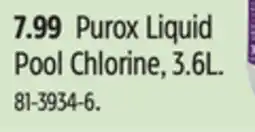 Canadian Tire Purox Liquid Pool Chlorine, 3.6L offer