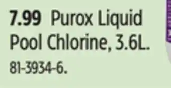 Canadian Tire Purox Liquid Pool Chlorine, 3.6L offer