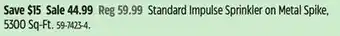 Canadian Tire Gardena Standard Impulse Sprinkler on Metal Spike offer