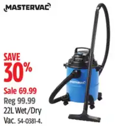 Canadian Tire Mastervac 22L Wet/Dry Vac offer