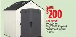 Canadian Tire Suncast Ridgeland Storage Shed offer