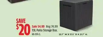 Canadian Tire Keter 113L Patio Storage Box offer