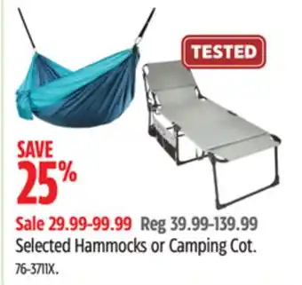 Canadian Tire Woods Selected Hammocks or Camping Cot offer