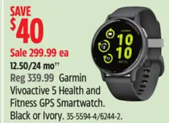 Canadian Tire Garmin Vivoactive 5 Health and Fitness GPS Smartwatch offer