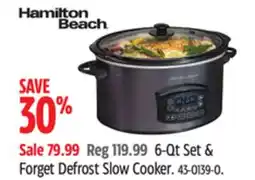 Canadian Tire Hamilton Beach 6-Qt Set & Forget Defrost Slow Cooker offer