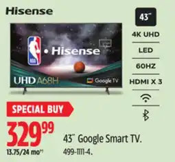 Canadian Tire Hisense 43˝ Google Smart TV offer