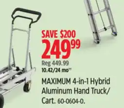 Canadian Tire MAXIMUM 4-in-1 Hybrid Aluminum Hand Truck/ Cart offer
