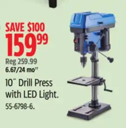 Canadian Tire Mastercraft 10˝ Drill Press with LED Light offer