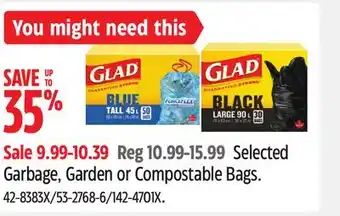 Canadian Tire Selected Garbage, Garden or Compostable Bags offer