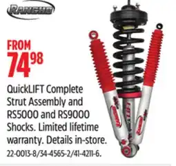 Canadian Tire QuickLIFT Complete Strut Assembly and RS5000 and RS9000 Shocks offer