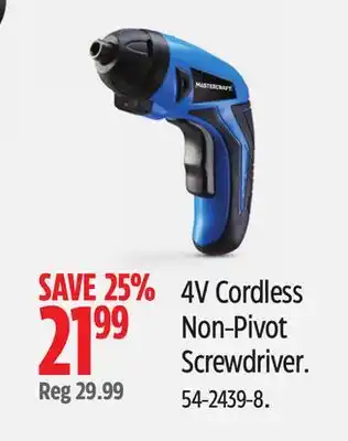 Canadian Tire Mastercraft 4V Cordless Non-Pivot Screwdriver offer