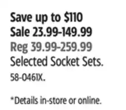 Canadian Tire Mastercraft Selected Socket Sets offer