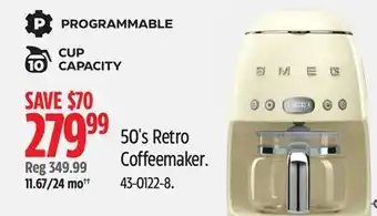 Canadian Tire Programmable 50's Retro Coffeemaker offer