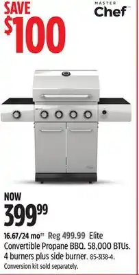 Canadian Tire Master chef Elite Convertible Propane BBQ offer